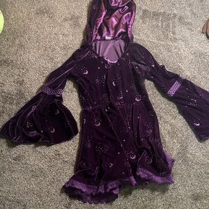 Spirit Purple Velvet Dress with Hood